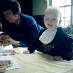 Aunt Sally Reading to Great-Nephew Trent - 1999