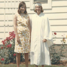 Sarah & Cousin Beth Hawley, H.S. graduation 1965, Marcellus N.Y