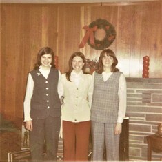 Cousins - Sue, Sarah, & Margaret on New Years Day 1970