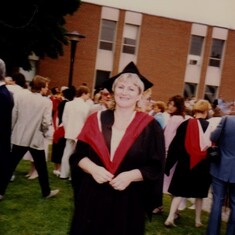Sally graduating with her BA degree from York University, Glendon Campus.