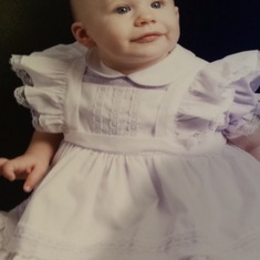 This is my first favorite picture of Sarah. It was taken when she was 10 months old. At that age her hair was pretty sparse, but she sure made up for it later on.