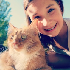Sarah and our cat Rainey