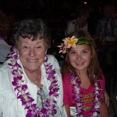Grandma Orley and Sarah at Hawaiian Luau