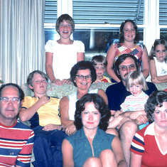 Sarah is on the back row, left, in a white top.  Kuper home, 621 St. George Rd., Raleigh.