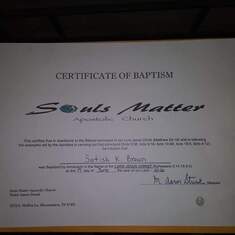 Satish's Baptism Certificate