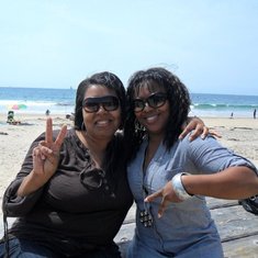 Sandy and her "BFF" Gina chillin on beach in L.A.