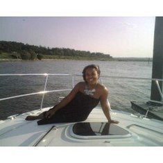 Sandy cruising on her "dream" Yacht