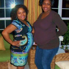 Sandy with her cuz Antoinette (posing with their expected little "Bombinos" (aka "Babies") at "Baby Shower"  :-)