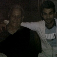 Happy friends. Savvas and grandpa