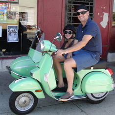 Our Stella Scooter with sidecar.  AKA the mother ship.