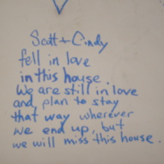 Message Scott wrote on our garage wall
