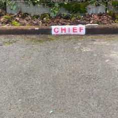 Chief parking spot at gym. 