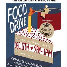 The Chief’s 3rd annual birthday food drive is Sunday December 17th! 