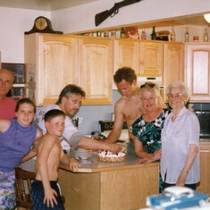 spring gathering with  uncle Walt , Jamie, Will ,Billy ,Scott, ,Mom( Janna Claire), Grandma( Bernice) at Tims