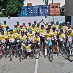 Seyi loved cycling as Elder Statesman with his Cycology Family. 
Can you spot him exuberantly holding my hand high?