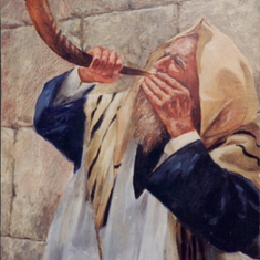 A painting by Charles 'Blow the Shofar'.
