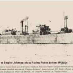 This is the 'Paulus Potter', the ship that Charles was sailing on as part of the war relief effort taking supplies to Russia. It was part of the infamous PQ17 convoy where it was disabled by the German airforce and sunk by a German U-Boat in the summer of