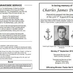Order of Service - Front and back pages