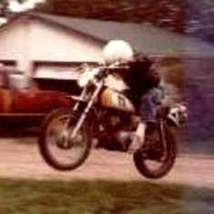 Shane on his first motorbike. 1981.