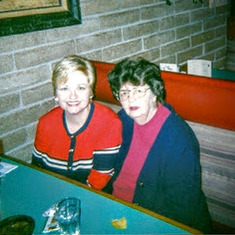 Sharon and Mom eating out in Salem
