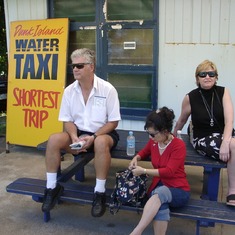 Waiting for water taxi with Tom & Betty
