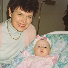 Sharon (Omi) with grandbaby Tatjana 1993.