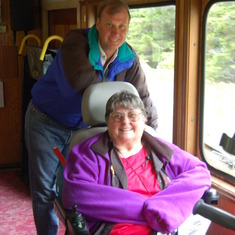 Dave and Mom on the train in Alaska