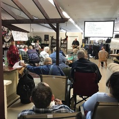 Steve preaching with Sharon in the front row... August 2017