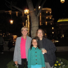 Sharon, Kim and Regan at a local mall in Los Angeles.  Sharon is wearing one of "dad's" (George's) cardigans.  Kim also has one she wears.