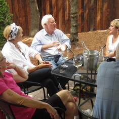 Sharon, Carol, Bill. Leslie and Uncle Fred wine tasting in Dundee