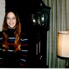 Sharon in the living room at the Olympia house - it must be the 70s!
