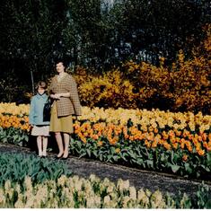 Sharon and mom Wanda in a tulip garden in Europe