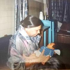 Dr. Shashi Prakash with baby Surabhi whom she named