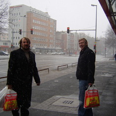 Shaun an me Hanover Germany, caught in the act!!!......shopping for crap as usual....