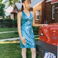 Kei on her prom day with her car she got for graduation 