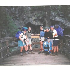 Sheila with friends after a fraught backpacking trip in the North Cascades (1995).