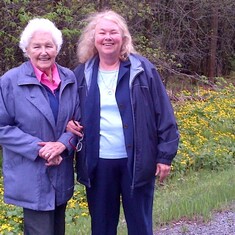Grammi and Mom with marsh marigolds