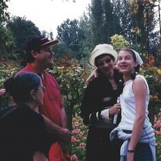 Sheryl, Hannah, Thane and Helen Peterson, Monet's Garden, Giverny France, circa 2000