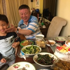 Birthday dinner with grandson