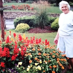 Grandma and her flower gardens