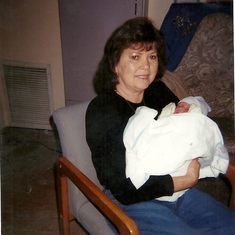 Mom with her baby grandson, Rylan when he was first born in hospital 2003