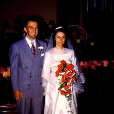 Wedding photo of Robert J. Glaser and Shirley M. Holdren Glaser 1950
