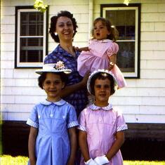 Shirley Glaser and daughters. Shirley loved to sew. She made these Easter outfits