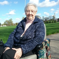 Shirley enjoying a Spring Day on her new scooter, May of 2019 