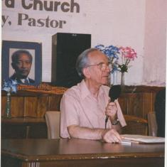 Speaking at the church of the Rev. Dr. Herbert Daughtry