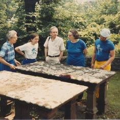 At the Bingham camp in Connecticut with Frances Bingham (Sandy's sister, left), Debbie, Sandy, and Bob Bamford (Debbie's husband).