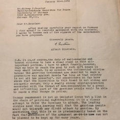 Sid's copy of a 1952 letter from Einstein.