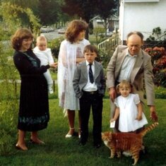 Identical twin brother in Vancouver BC Canada Ivan Radic, Heather, stepdaughter Christina and stepson Alex, daughter Charlena and son Stevie taken after Baptismal Croatian church 1981.