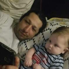 Simon and our grandbaby Mason watching Kung Fu movies