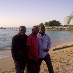 Papa with Okey and Chijioke by a beach in Ocho Rios, Jamaica-1
